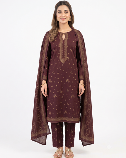3 Piece Lawn Suit (Stitched)