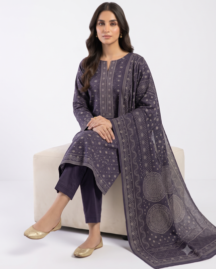 3 Piece Lawn Suit (Stitched)