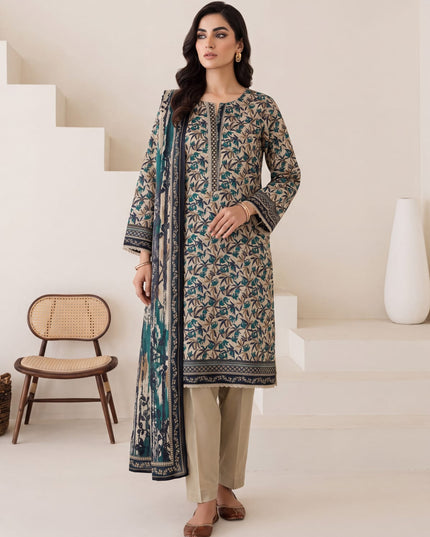 3 Piece Lawn Suit (Stitched)