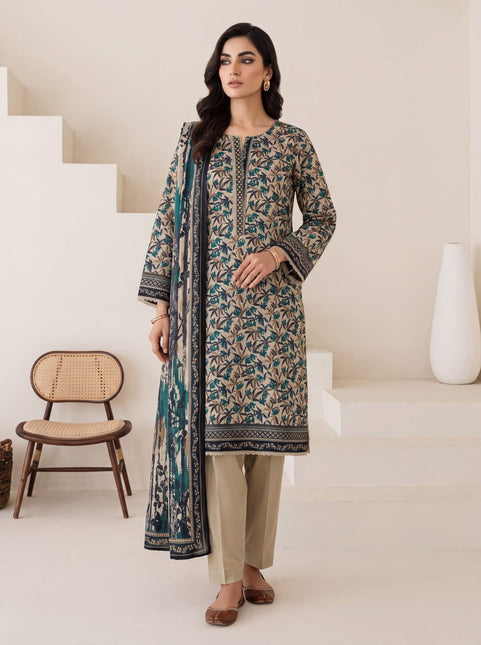 3 Piece Lawn Suit (Stitched)