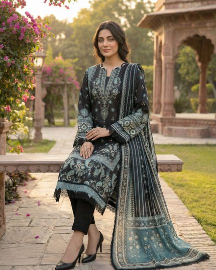 3 Piece Lawn Dress - Pret