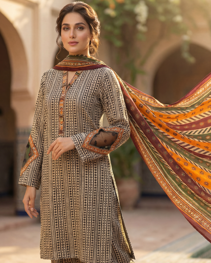 3 Piece Lawn Suit - Embellished  Pret