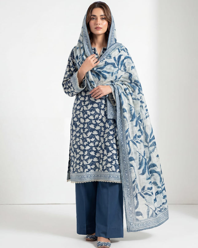 3 Piece Lawn Suit (Stitched)